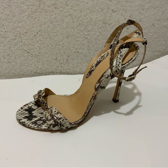 Chelsea Paris Beige Multi Snakeskin Stiletto High Heels Sandals Size 7B/ 37 NEW - Picture 5 of 13